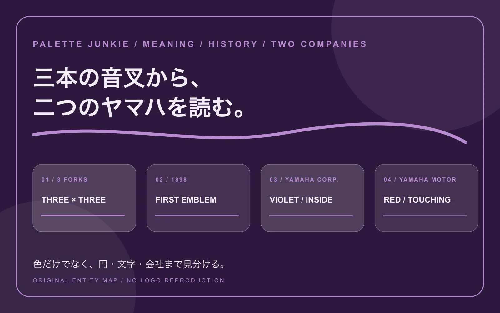ヤマハのロゴの意味・歴史・二社の差分軸を示すPalette Junkieオリジナル図解
